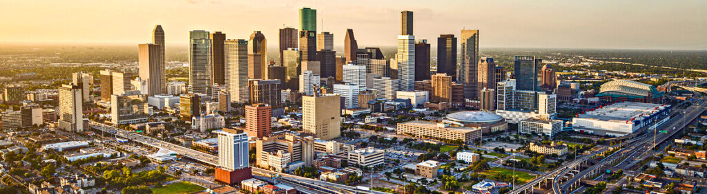 Photo of the Houston skyline.